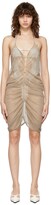 Thumbnail for your product : Rui Taupe Sheer Halter Mid-Length Dress