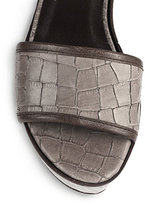 Thumbnail for your product : Stuart Weitzman Croc-Embossed Leather Platform Wedge Sandals