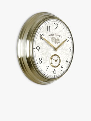 Thomas Kent Greenwich World Traveller Arabic Numerals Analogue Wall Clock, 49cm, Gold