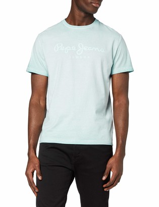 dark green shirt and blue jeans