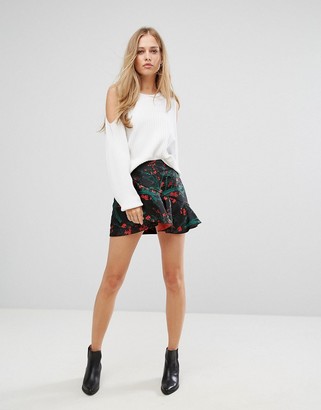 Vero Moda Floral Ruffle Mini Skirt
