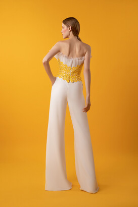 Gemy Maalouf Pleated Tulle Top and Palazzo Pants