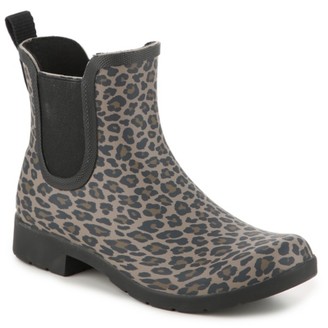 leopard ankle rain boots