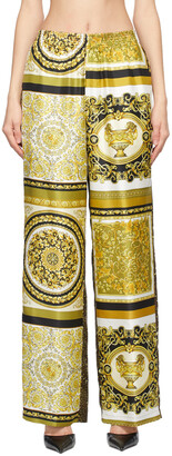 Versace Brown & Gold Silk Barocco Lounge Pants