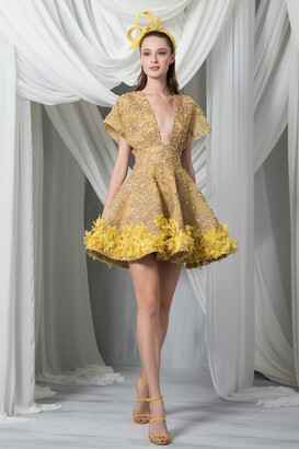 Tony Ward Copy of Short Sleeve Sequined Panicles Mini Dress