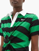 Thumbnail for your product : MSGM Striped Tie-front Cotton-jersey Shirt Dress - Black Green