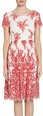 Gina Bacconi Dainty Embroidered Lace Dress, Red