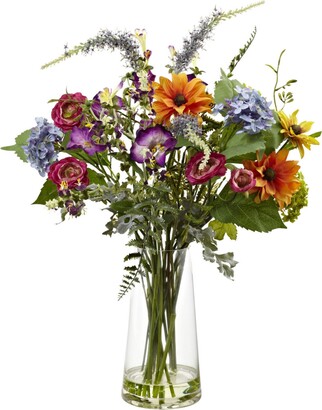 Nearly Natural Spring Garden Artificial Floral Arrangement with Vase