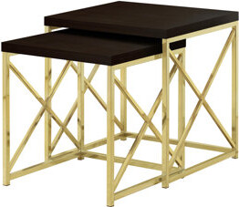 George Oliver Of 2 Nesting Tables Metal Framed With Brown Laminate Tops Modern Living Room Bedroom Decorative Bundle Table 2  Accent Laminate Furniture Contemp