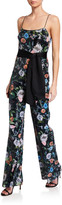 Thumbnail for your product : LIKELY Genevieve Floral Sequin Spaghetti-Strap Jumpsuit