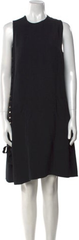 Lanvin Tent Dress Black Grosgrain Trim Sleeveless with Crew Neck Concealed Zip Closure at Back Designer