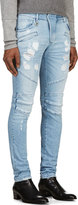 Thumbnail for your product : Balmain Pierre Light Blue Faded & Distressed Slim Jeans