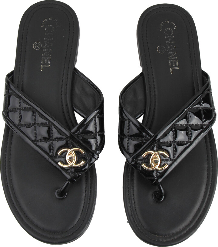 Chanel Leather flip flops ShopStyle Sandals