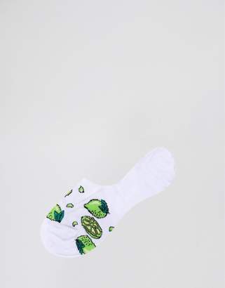 ASOS Design Invisible Socks With Citrus Design 3 Pack
