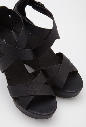Forever 21 Strappy Faux Leather Wedge Sandals