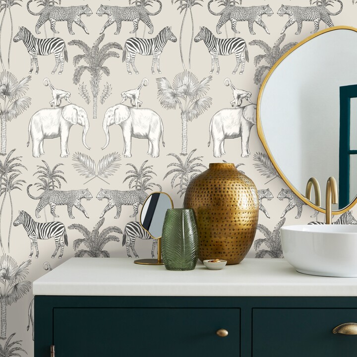 Dunelm Safari Walk Natural Wallpaper Grey/White ShopStyle