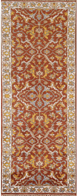 Bloomsbury Market Orange Traditional Oriental Runner Rug 3x8