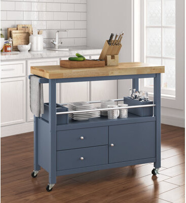 Click Décor Gerolakkos ClickDecor Anson Kitchen Island Bar Cart with Storage