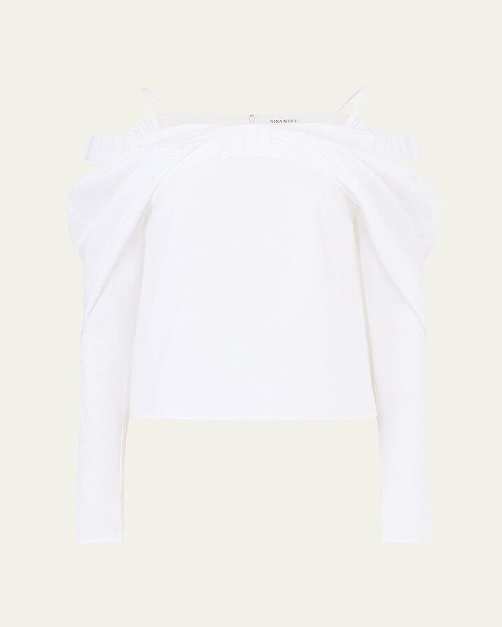 Nina Ricci Off-Shoulder Bow Poplin Top