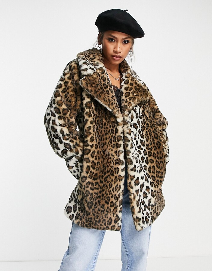 women's leopard faux fur coat