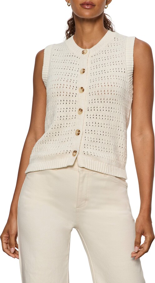 Sanctuary Cotton Pointelle Sleeveless Sweater