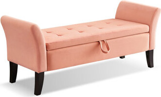 Pink Solid wood + Velvet Bench