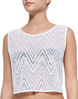 Thumbnail for your product : Milly See-Through Crochet Coverup Crop Top