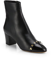 Thumbnail for your product : Ferragamo Nao Chain-Trimmed Leather Ankle Boots