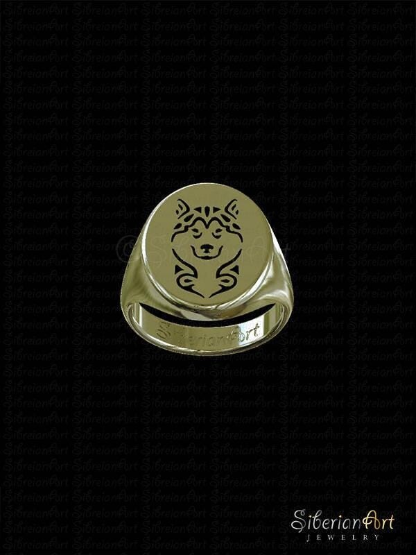 Etsy 14K Yellow Gold Alaskan Malamute Ring