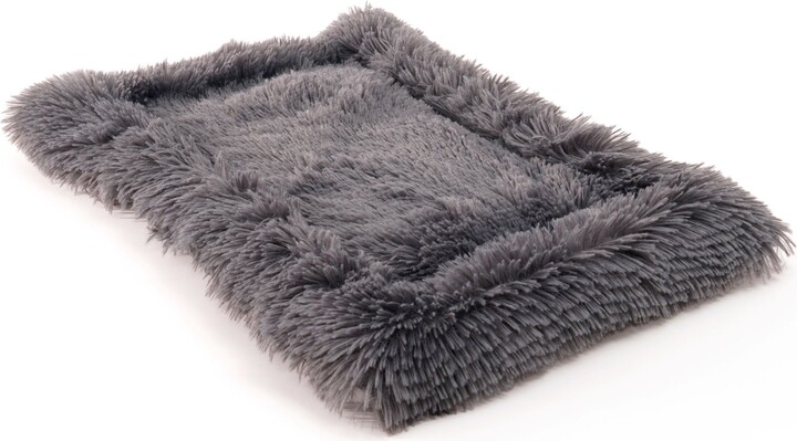 Details Bordered Design Calming Blanket/Mat for Cats & Dogs, Gray, Large