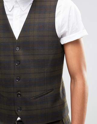Selected Suit Waistcoat With Check In Skinny Fit With Stretch