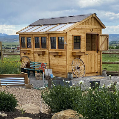 Outdoor Living Today 8x12 Western Red Cedar Sunshed Shed with Metal Roof