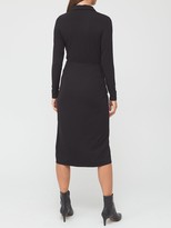 Thumbnail for your product : Very Long Sleeve Jersey Collar Midi Dress - Black