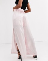 Thumbnail for your product : Sixth June wide leg trousers with logo waistband in satin