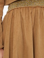 Thumbnail for your product : Batsheva Ruffled Cotton-corduroy Midi Skirt - Brown
