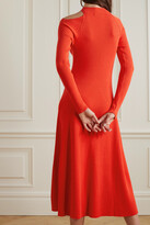 Thumbnail for your product : A.W.A.K.E. Mode Cold-shoulder Ribbed Jersey Midi Dress - Red