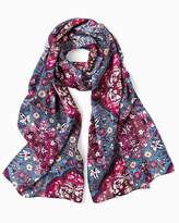 Thumbnail for your product : White House Black Market Silk Floral Shadow Stripe Oblong Scarf