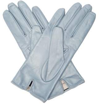 Bottega Veneta Intrecciato Leather Gloves - Womens - Light Blue