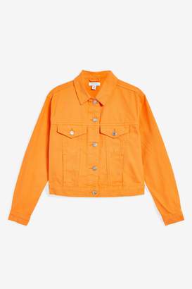 Topshop Womens Orange Fitted Denim Jacket - Orange
