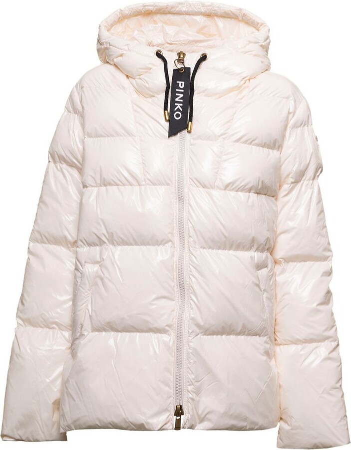 Pinko Eleodoro Pink Down Jacket in Shiny, Padded and Quilted Fabric