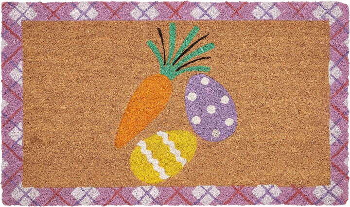 Hallmark Multi Sunny Nest Plaid Outdoor Coir Doormat, 18 x 30