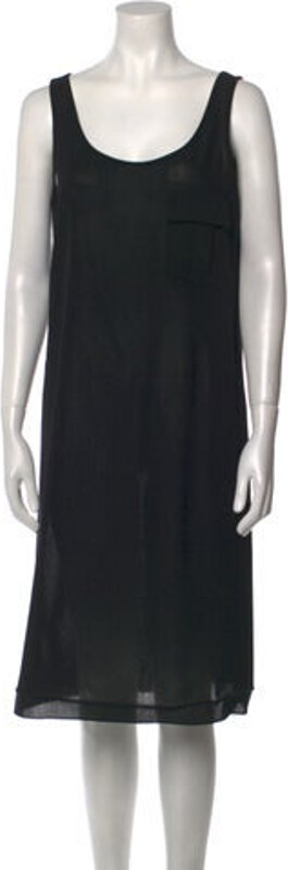 Rene Lezard Tent Dress Black Sleeveless with Scoop Neck Size not listed, estimated from measurements.