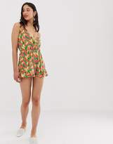 Thumbnail for your product : Parisian Tall cami strap playsuit in banana print