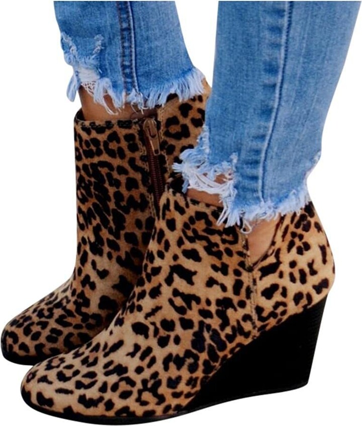 leopard print wedges uk