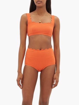 Marysia Swim Palm Springs Scallop-edge High-rise Bikini Briefs - Orange