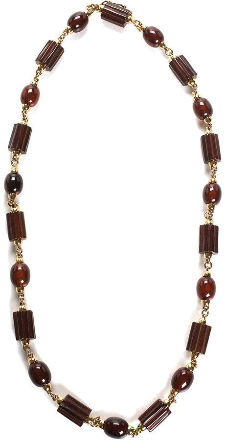 Brown /& Clear Beaded Necklace 10.75 Long