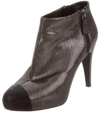 Chanel Metallic Cap-Toe Ankle Boots