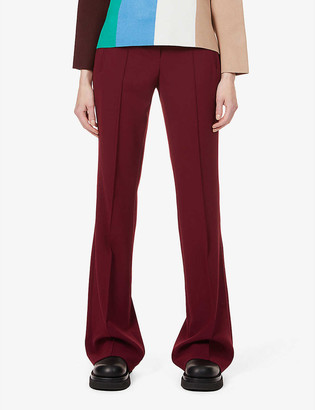 Theory Demitria high-rise flared stretch-wool trousers