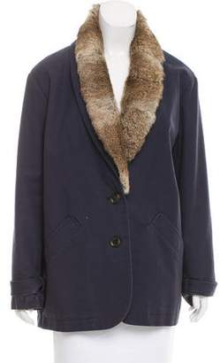 Comptoir des Cotonniers Fur-Trimmed Oversize Jacket
