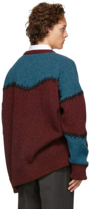 DSQUARED2 Burgundy and Blue Cowboy Sweater